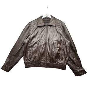 Wilsons Thinsulate Full Zip Jacket Mens Large Lined Brown Bomber Lined Biker